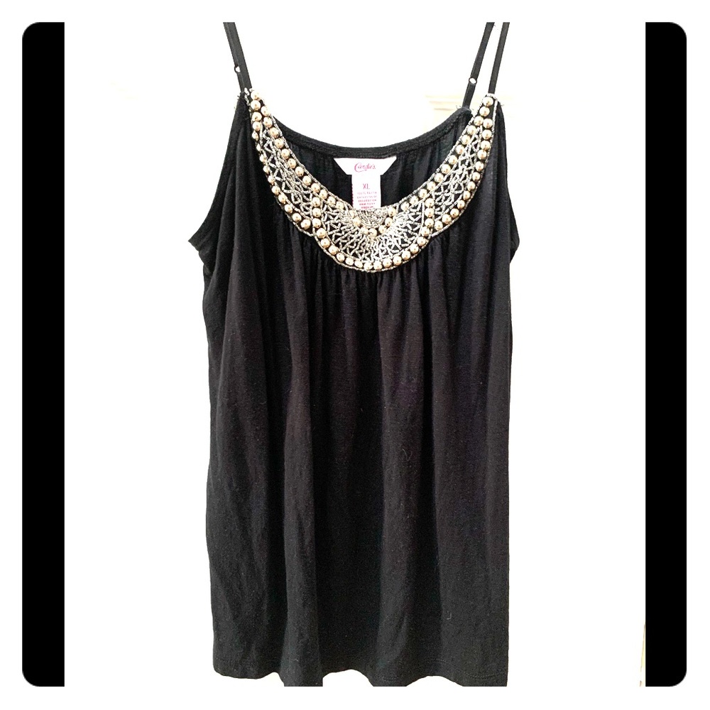 Candies XL black cami silver embellished neckli